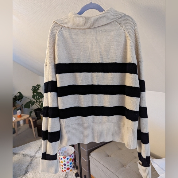 NWT Velvet by Graham & Spencer, Lucie Striped Polo Sweater, XS - Picture 2 of 3